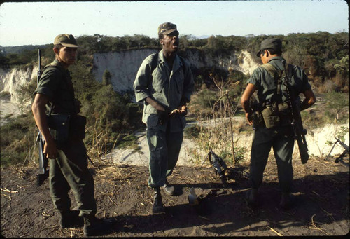 U.S. advisor screams into the distance, Ilopango, San Salvador, 1983