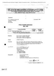 [A Pro-forma Invoice from Tlasco Trading Co Ltd regarding Sovereign Classic Gold]