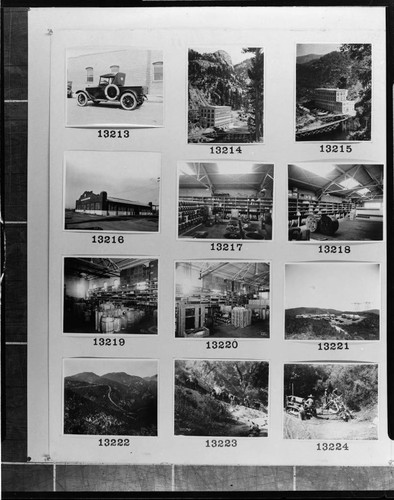 Multiple-image copy film negs - with shots of Big Creek construction, warehouses, and transmission line construction
