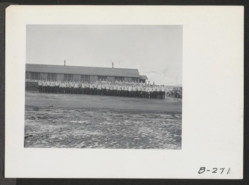 A group picture of all the wardens at this War Relocation Authority center. Photographer: Stewart, Francis Newell, California