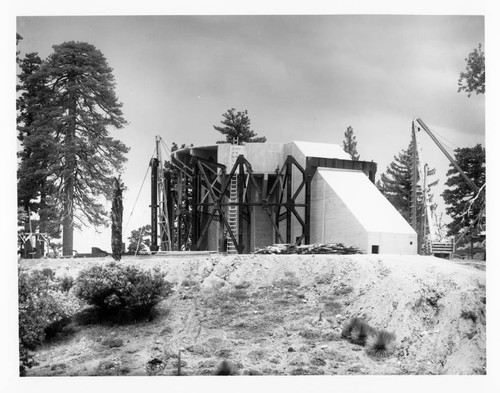 Foundation construction of the Hooker telescope building, Mount Wilson Observatory