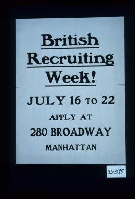 British Recruiting Week! ... Apply at ... Manhattan