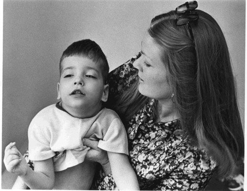 Student teacher with special needs student, mid 1970s