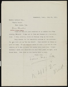 Ernest Thompson Seton, letter, 1913-07-24, to Hamlin Garland