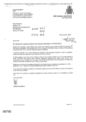 [A Letter from Victoria Sandiford to Peter Redshaw Regarding The Request for Cigarette Analysis and Customer Information - CTIT Ref VS312]