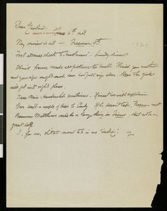 Henry Blake Fuller, letter, 1921, to Hamlin Garland