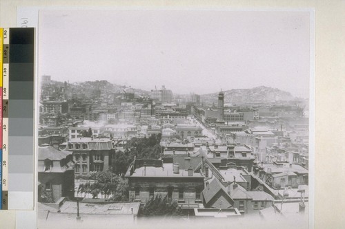 First Street, looking north. Shot Tower in center; Merchants Exchange Building in center distance. Ca. 1905