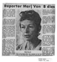 Reporter Marj Von B dies