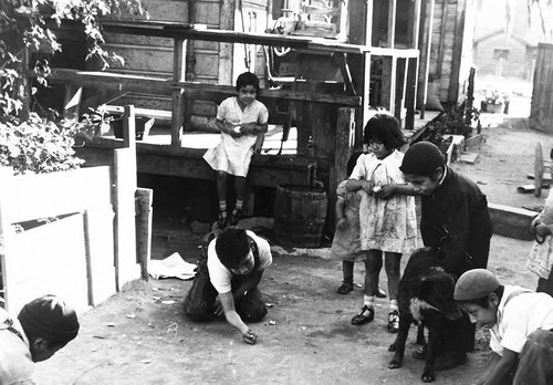 Children in front of porch