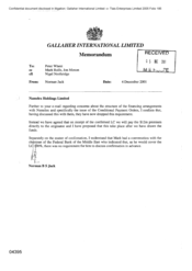 Gallaher International Limited [Memo from Norman Jack to Peter Whent regarding Concerns about the Structure of the Financing Arrangements with Namlex]
