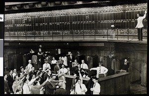 Stock brokers at the Los Angeles Stock Exchange, 1938