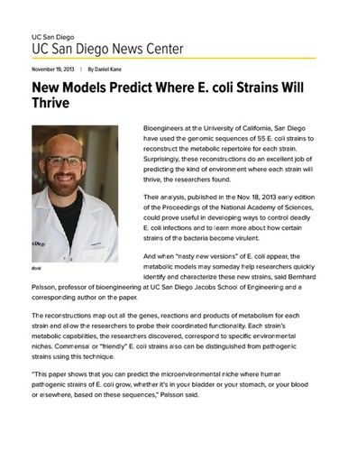 New Models Predict Where E. coli Strains Will Thrive