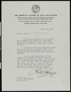 Robert Underwood Johnson, letter, 1925-03-25, to Hamlin Garland