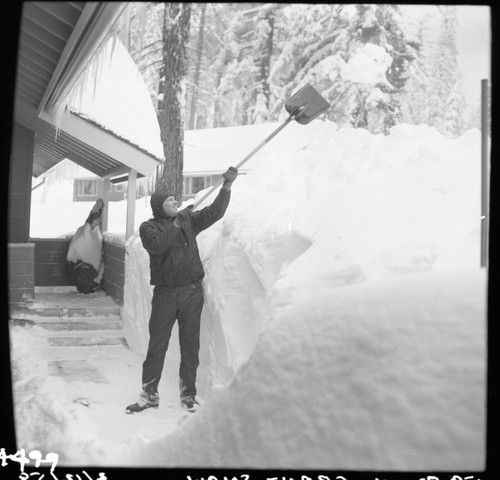 Winter Scenes, Grant Village in heavy snow. Record Heavy Snow. Buildings and Utilities. Individual Unidentified