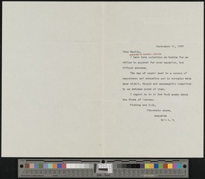 Augustus Thomas, letter, 1927-09-11, to Hamlin Garland