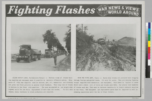 Fighting Flashes: War News & Views World Around: Allied supply lines and with the Fifth Army, Italy