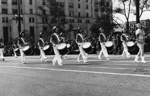 Mei Wah Drum Corps in parade
