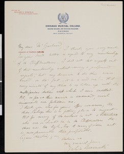 Felix Borowski, letter, to Hamlin Garland