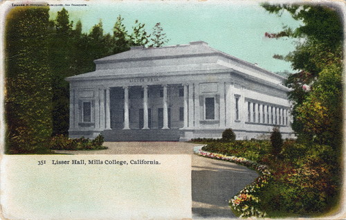 Postcard of Lisser Hall at Mills College