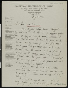 Cora Wilson Stewart, letter, 1927-05-02, to Hamlin Garland