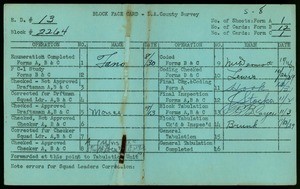 WPA block face card for household census (block 2264) in Los Angeles County