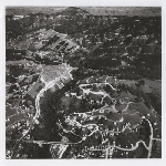 Aerial view of upper Dimond Canyon and surounding, still largely undeveloped, neighborhoods, in Oakland, California
