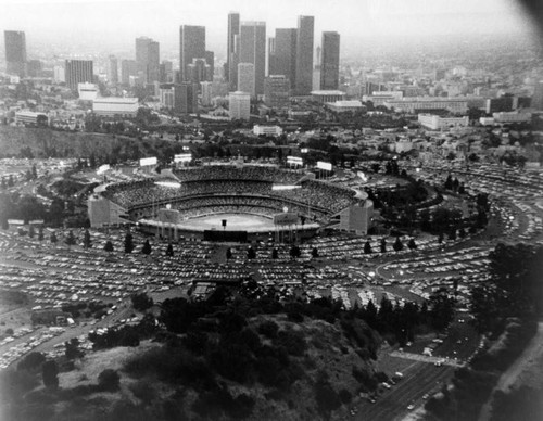 Dodger Stadium and downtown