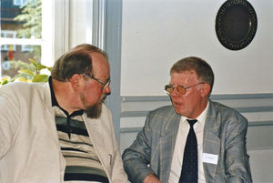 Reception i anledning af Danmissions fødsel, 1.1.2000. På billedet ses Jens Chr. Nielsen og Lorens Hedelund