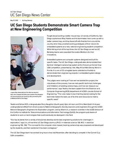 UC San Diego Students Demonstrate Smart Camera Trap at New Engineering Competition