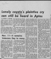 Lonely coyote's plaintive cry can still be heard in Aptos