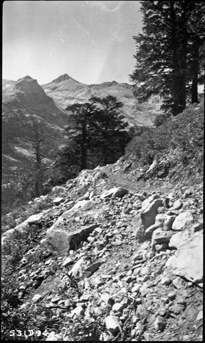 trails, Misc. Mtns. Arroyo-Chagoopa Trail (now High Sierra Trail), Lippincott Moutntain in distance