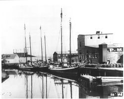 Schooners at the dock near the McNear feed mill