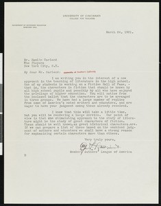 Alfred Lawrence Hall-Quest, letter, 1921-03-24, to Hamlin Garland