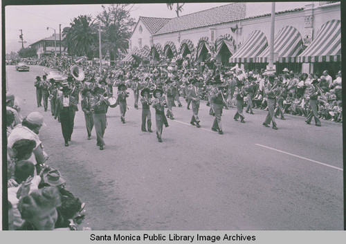 A marching band at Fiesta Day Parade in Pacific Palisades, Calif