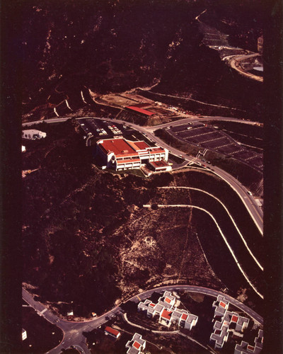 Aerial view of Odell McConnell Law Center, 1979