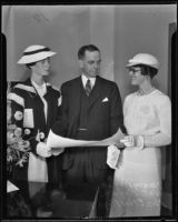 Nat Rogan accepts his new position accompanied by his wife Ethel and their daughter Nancy, Los Angeles, 1935