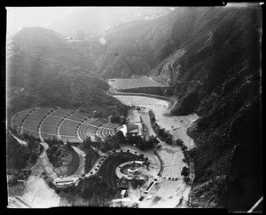 Air shots of Hollywood Bowl by Milligan, 1956