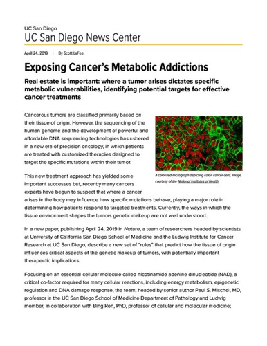 Exposing Cancer’s Metabolic Addictions