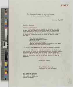 Grace Davis Vanamee, letter, 1938-11-22, to Thomas Bledsoe