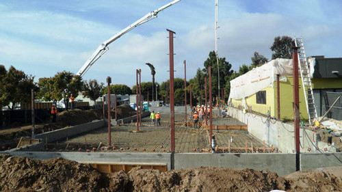 Foundation construction looking from the east, Pico Branch Library, March 21, 2013, Santa Monica, Calif