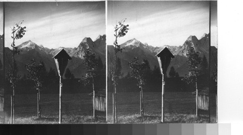 Crucifix and the Tyrolean alps, near Garmisch Bavaria, Germany. Switz.?