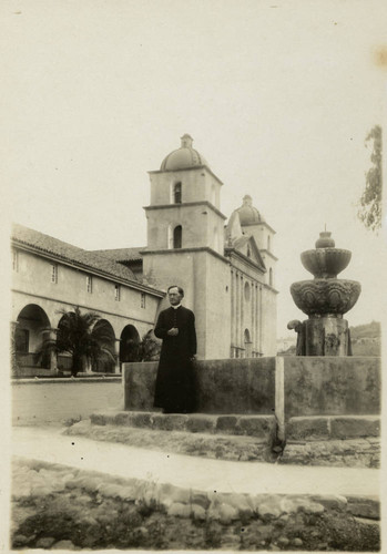 Posing in front of Mission Santa Barbara