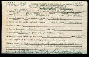 WPA household census employee document for Robert R. Wade, Los Angeles