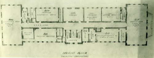 Chemical Laboratory second floor plan, Pomona College