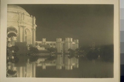 H336. [Rotunda, altar and colonnade, Palace of Fine Arts (Bernard R. Maybeck, architect), illuminated.]