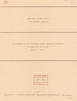 National Incomes Policy and Manpower Problems, Proceedings of the Fourteenth Annual Research Conference in Industrial Relations, March 16, 1971, Institute of Industrial Relations, University of California, Los Angeles
