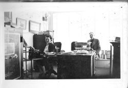 J. F. Triggs and Bernice Herring at the J. F. Triggs & Son Auto parts store at 130 South Main Street, Sebastopol, 1939