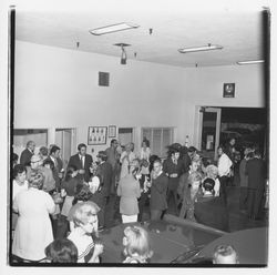 Attendees at the Zumwalt Chrysler-Plymouth Center Open House, Santa Rosa, California, 1971