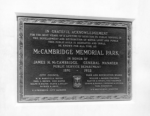 1953 - McCambridge Park Dedication