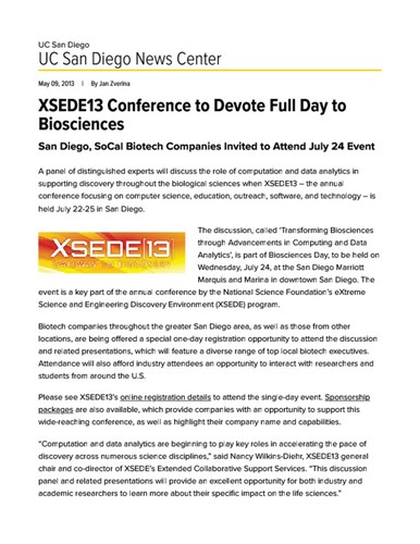 XSEDE13 Conference to Devote Full Day to Biosciences